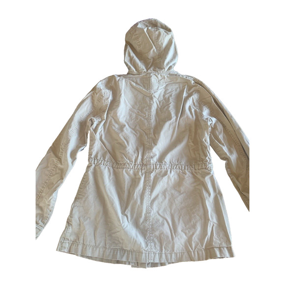 Love Tree Free People Canvas Cargo Coat Womens Small Cream Hooded Utility Jacket - Picture 5 of 14